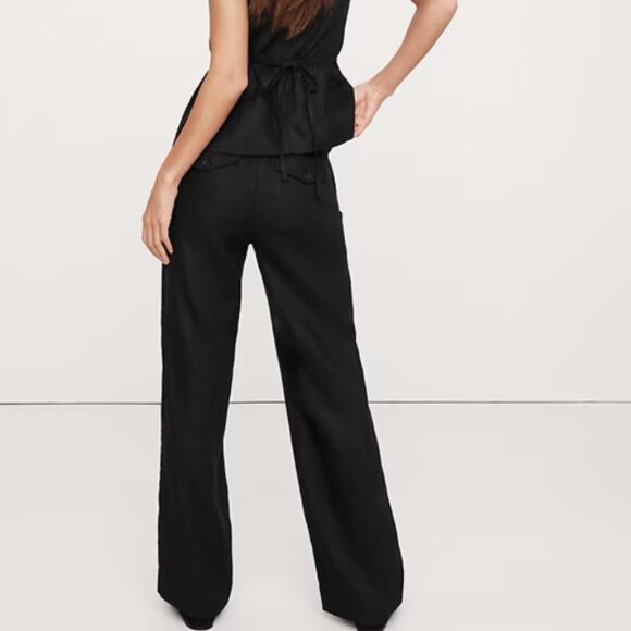 Banana Republic Best Selling The Everyday Premium Linen Pant Black Pockets - Picture 1 of 4